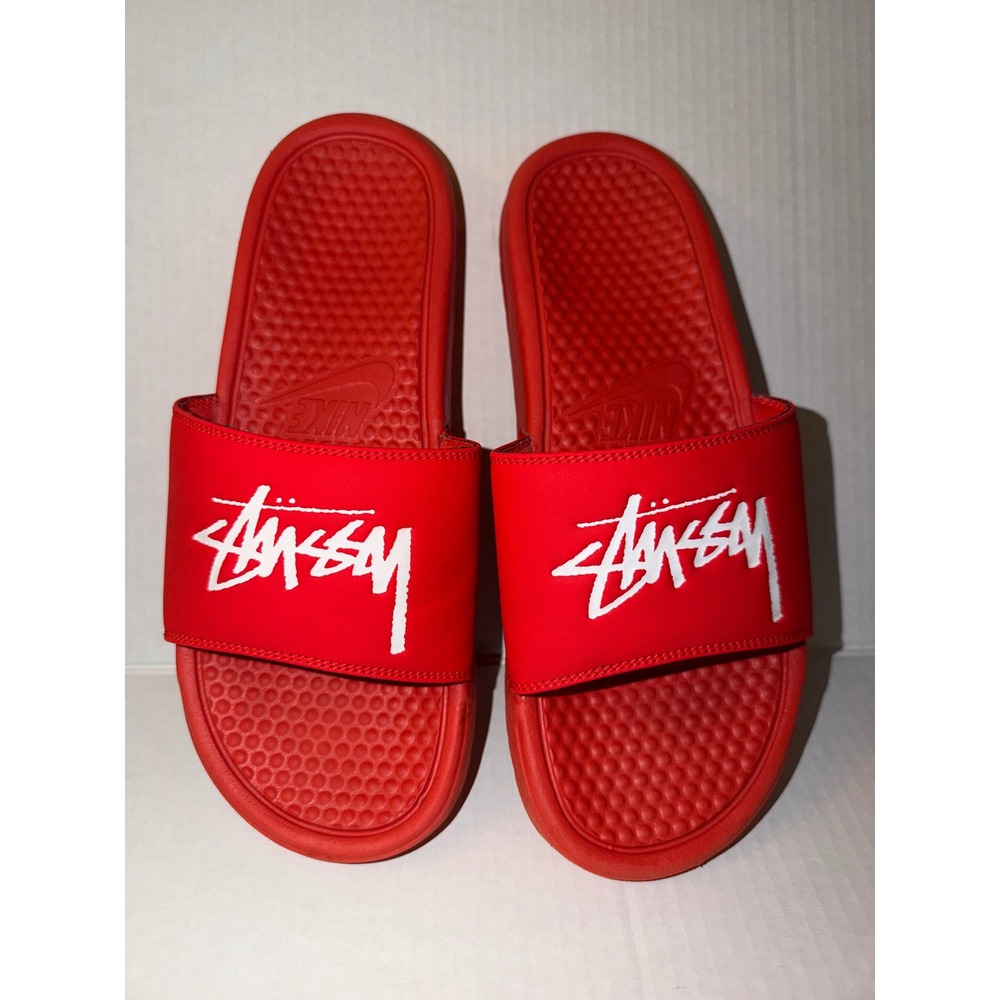 Men's Nike Stussy Red Slides Size 9